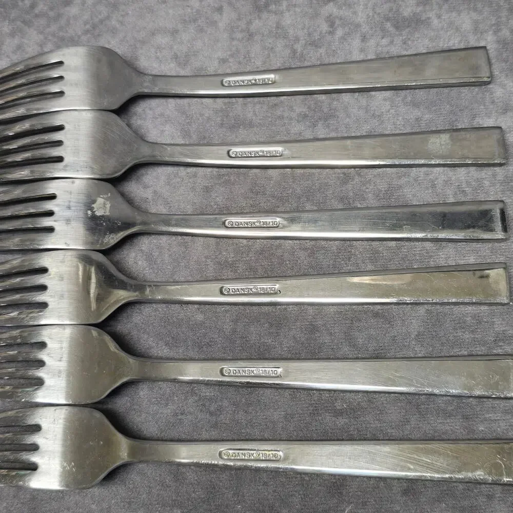 Dansk 18/10 Meridian Stainless Dinner Forks Glossy Flat Tip Flatware Silverware